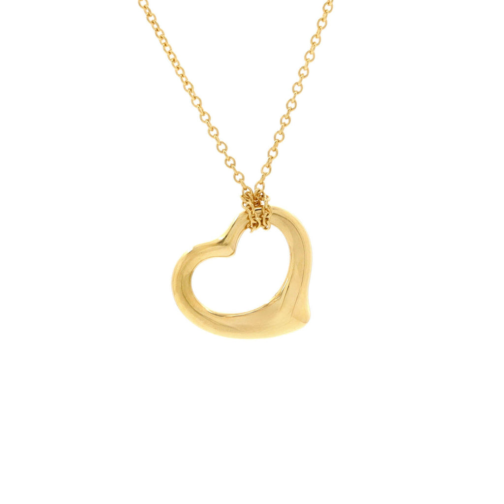 Elsa Peretti Open Heart Pendant Necklace 18K Yellow Gold 16mm