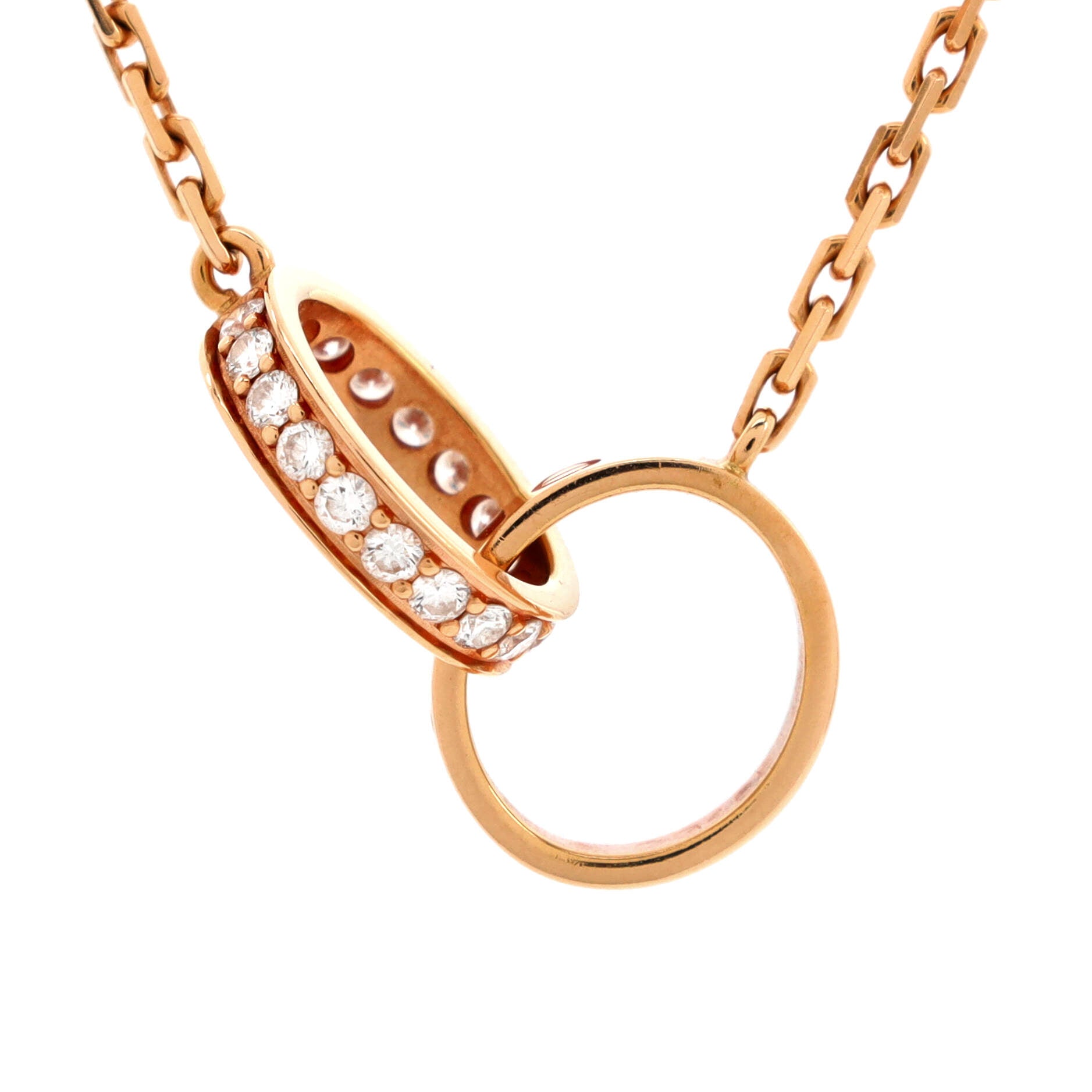 Love Interlocking Necklace 18K Rose Gold with Diamonds