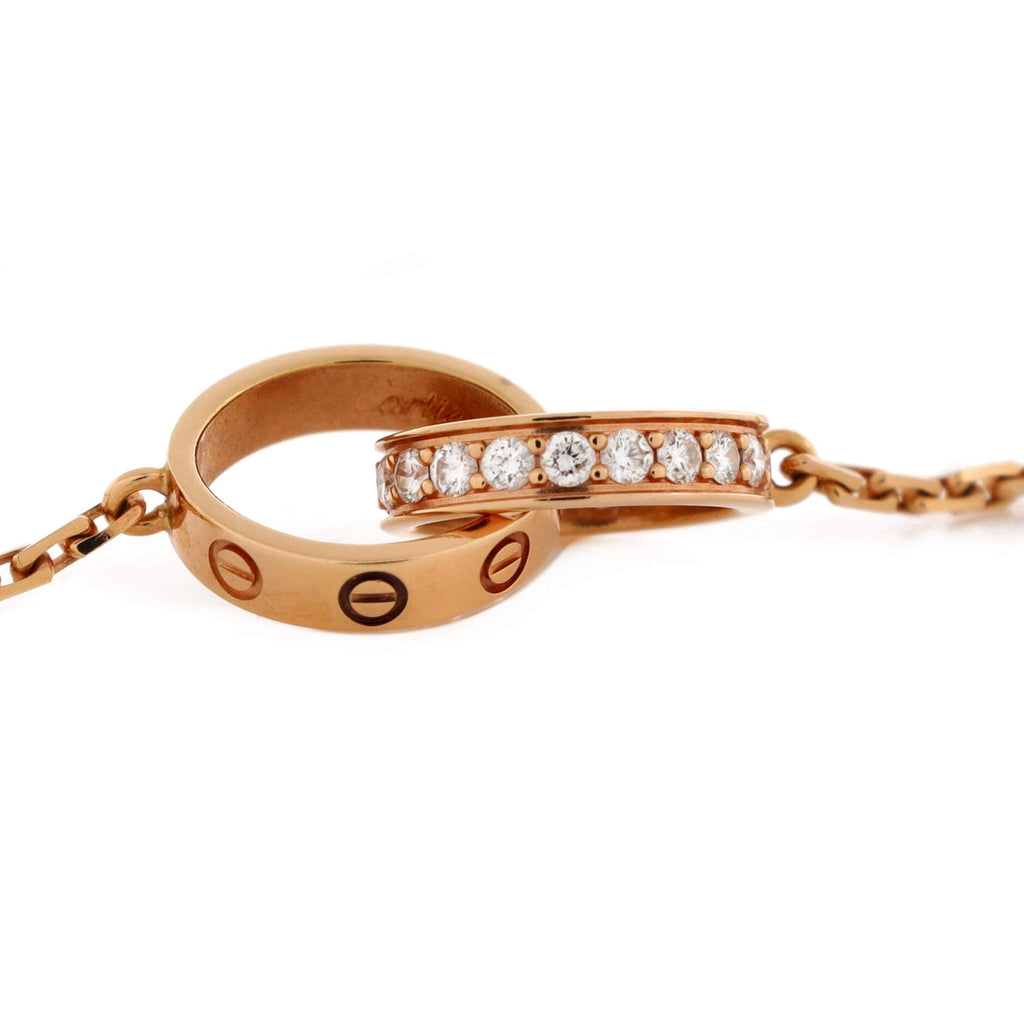 Love Interlocking Necklace 18K Rose Gold with Diamonds