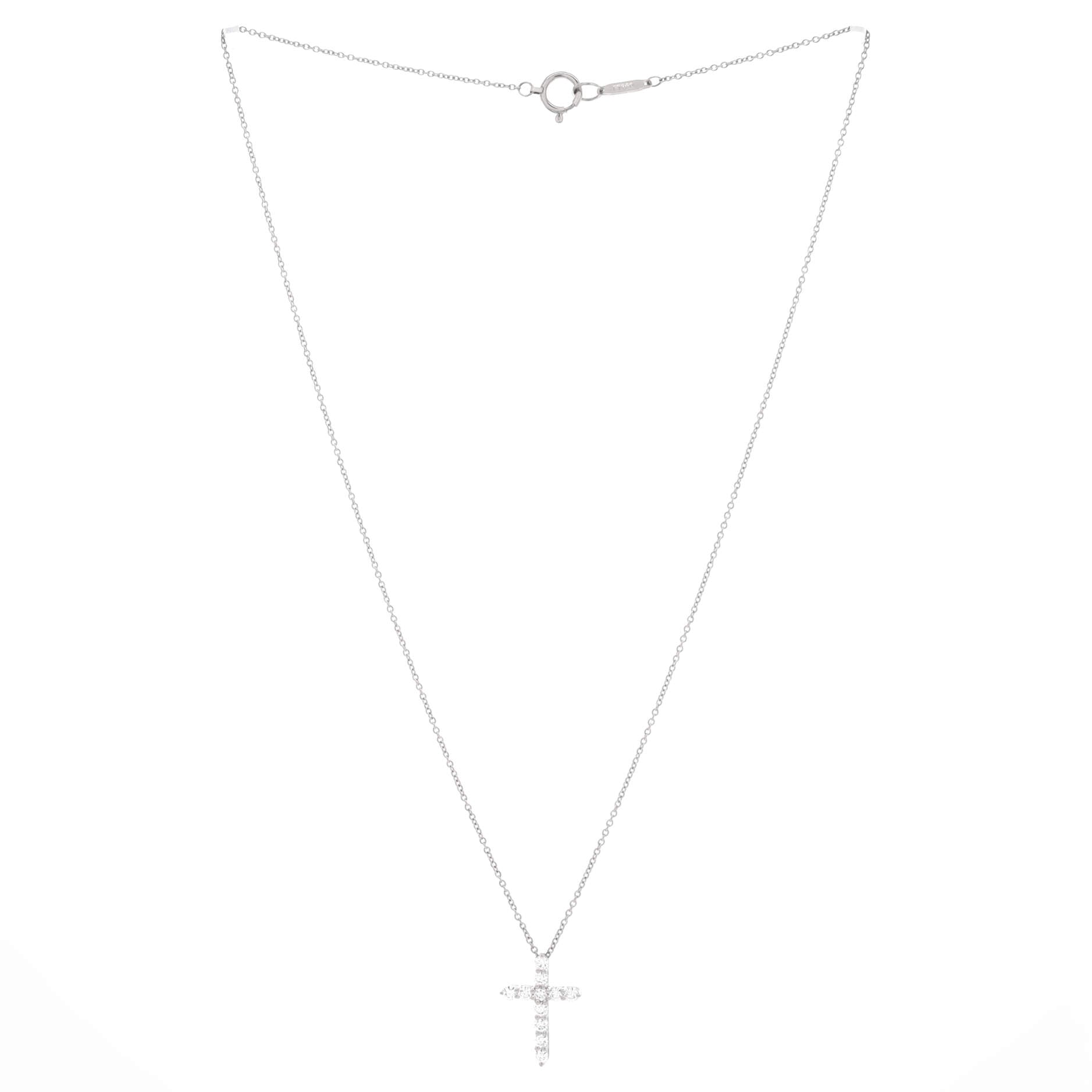 Cross Pendant Necklace Platinum and Diamonds Mini