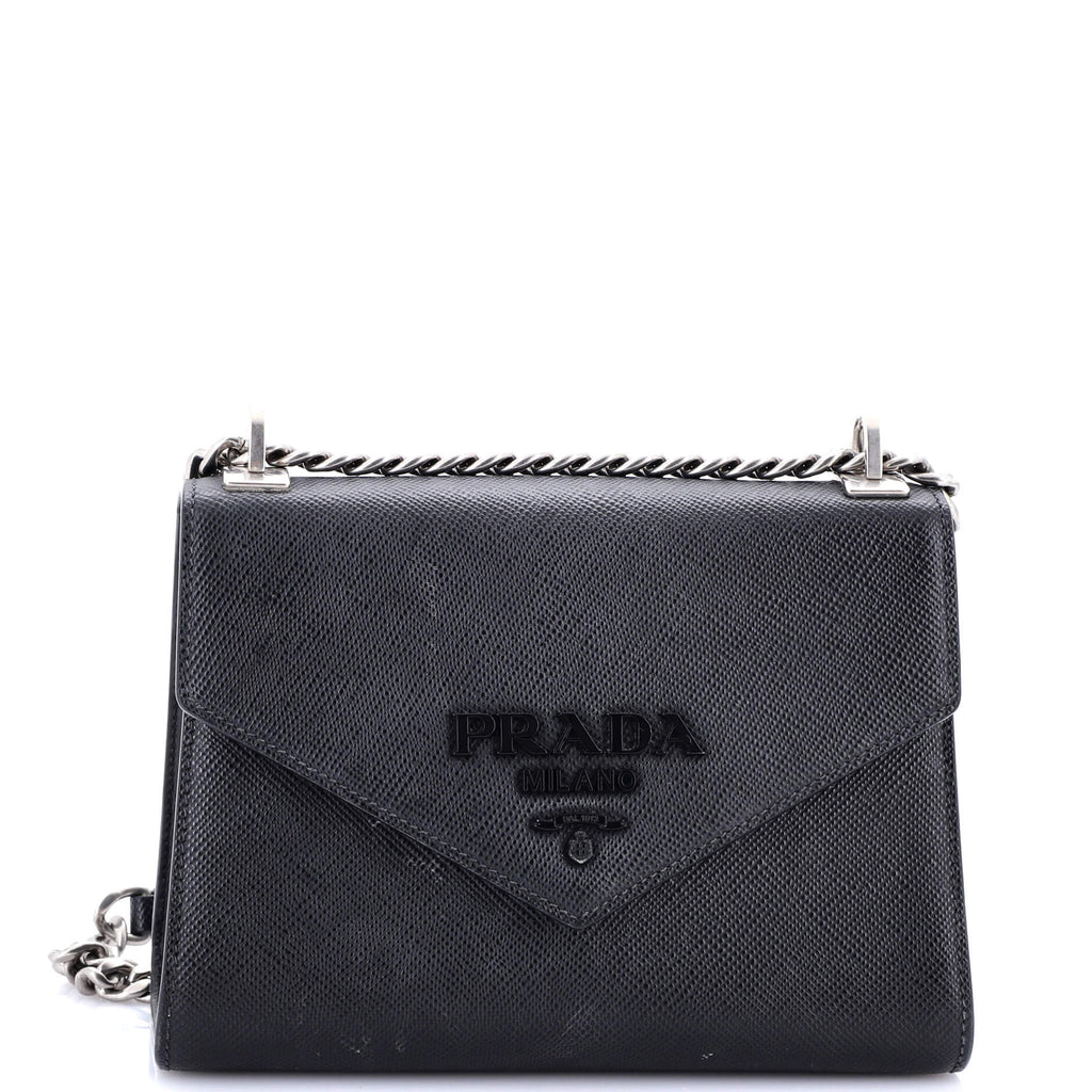 Monochrome Shoulder Bag Saffiano Leather Medium