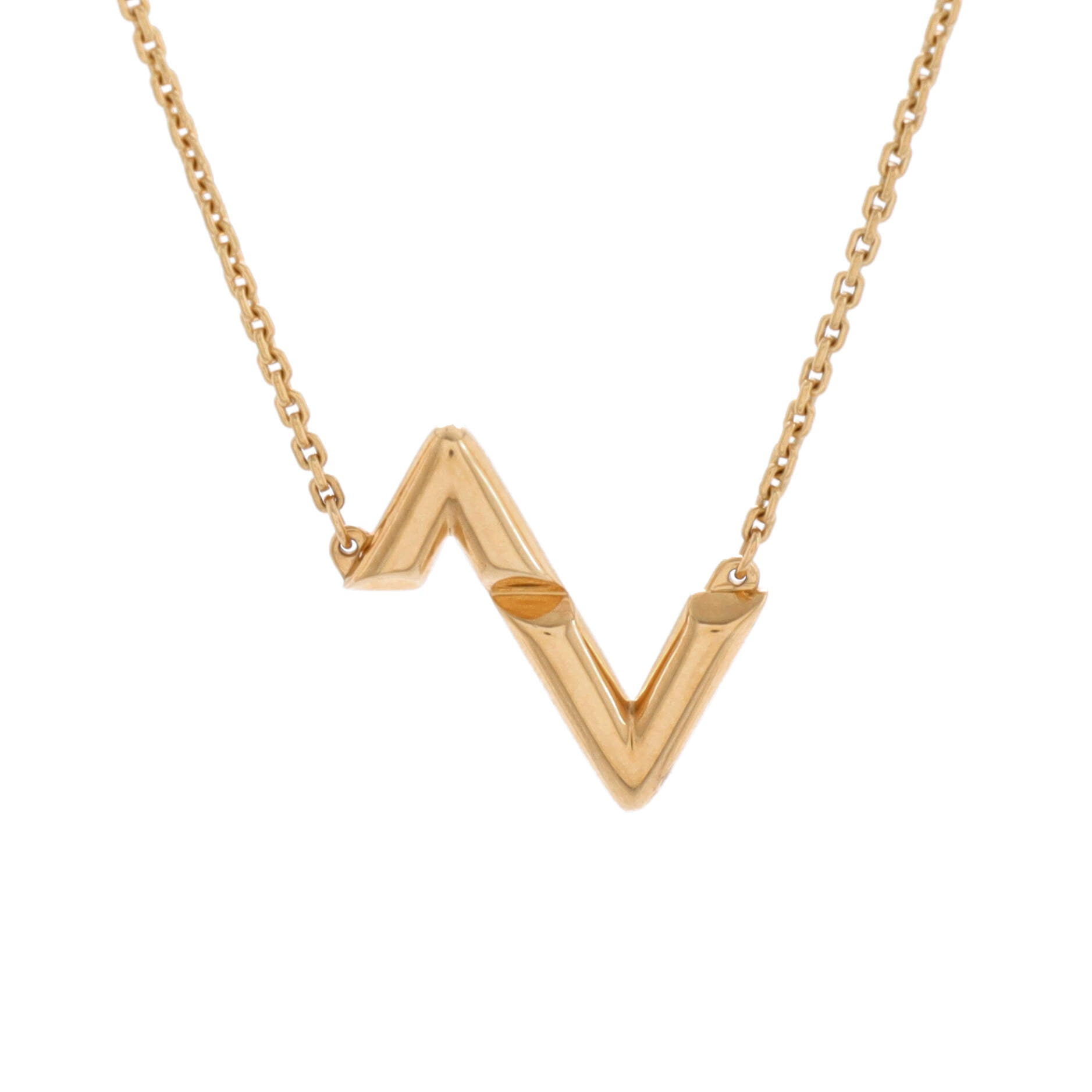 LV Volt Upside Down Pendant Necklace 18K Yellow Gold