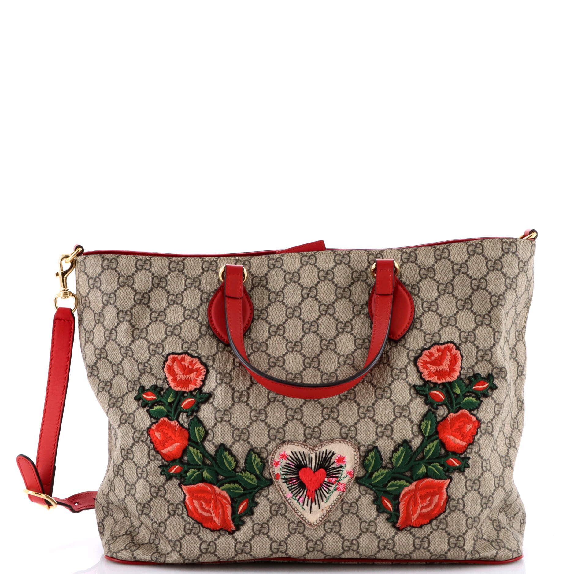 Convertible Soft Tote Embroidered GG Coated Canvas Medium