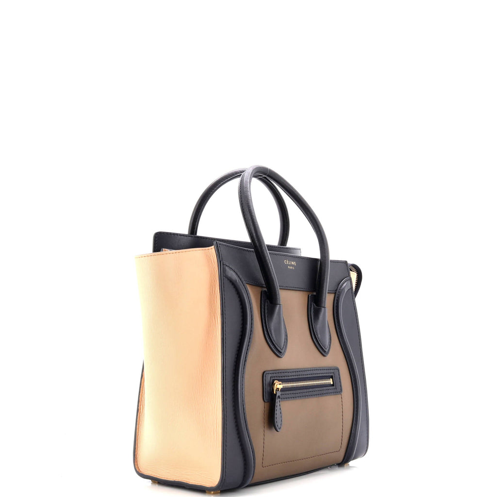 Tricolor Luggage Bag Leather Micro