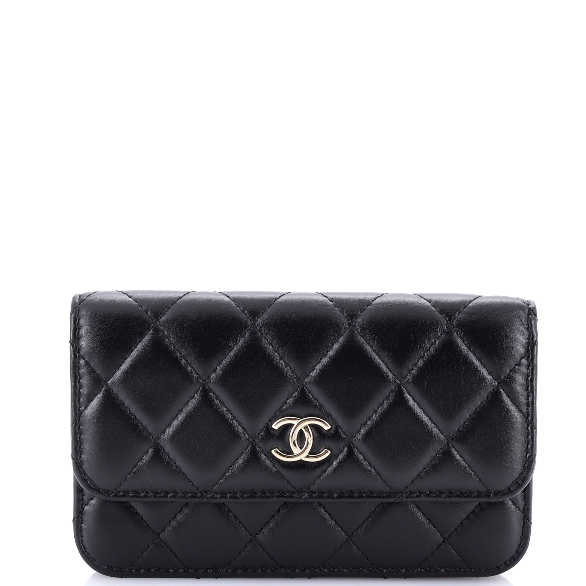 Pearl Strap Clutch with Chain Quilted Calfskin