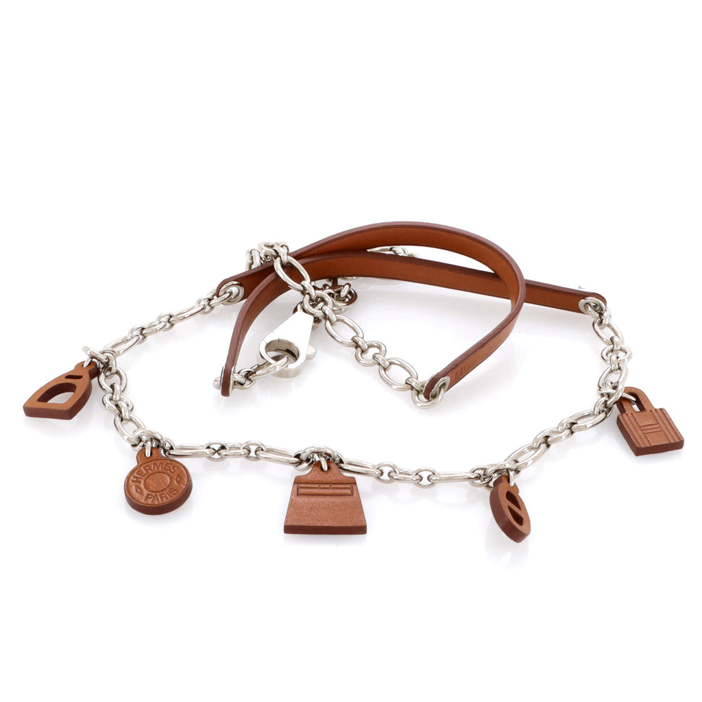 Olga Charm Chain Belt Metal and Leather