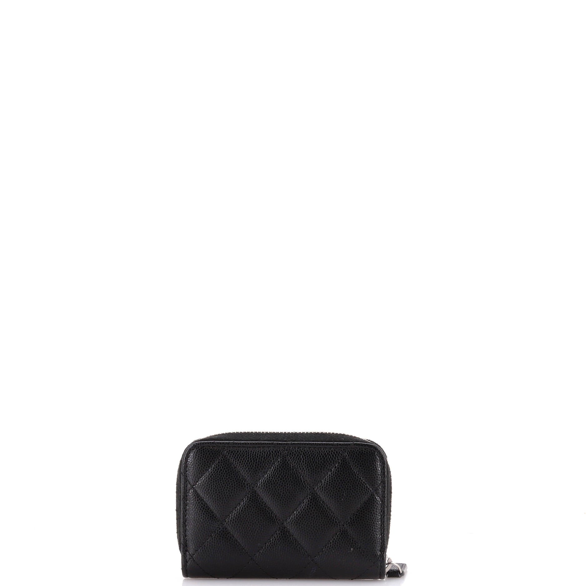 CC Cut Out Coco Chanel Zip Coin Purse Quilted Caviar Small