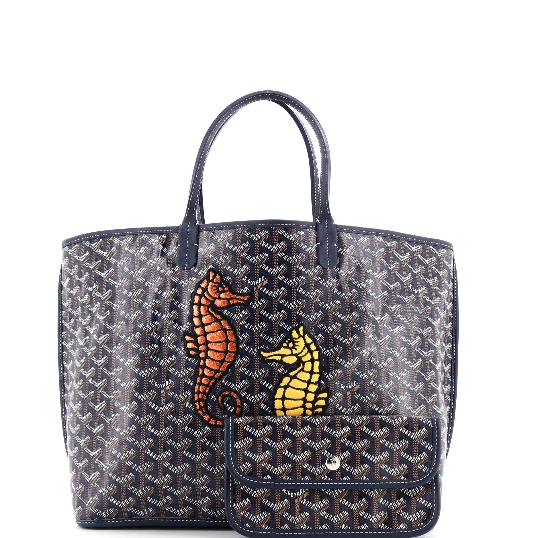 Anjou Reversible Tote Embroidered Coated Canvas PM