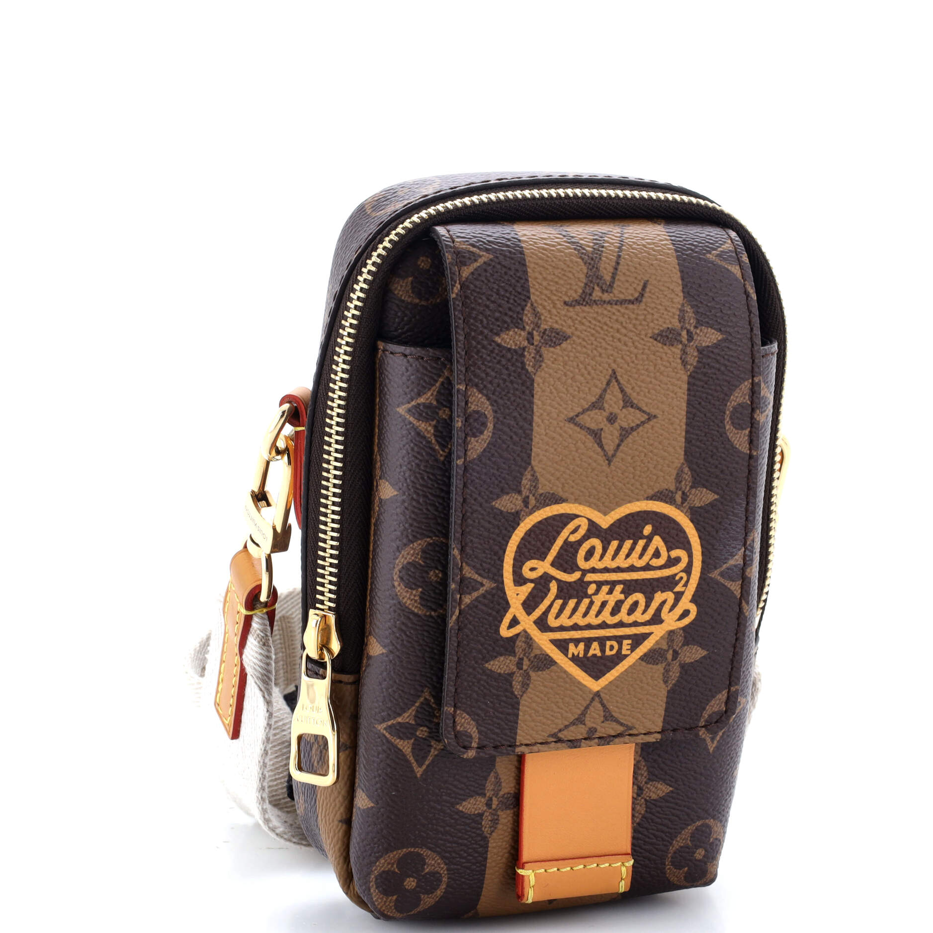 Nigo Flap Double Phone Pouch Limited Edition Stripes Monogram Canvas
