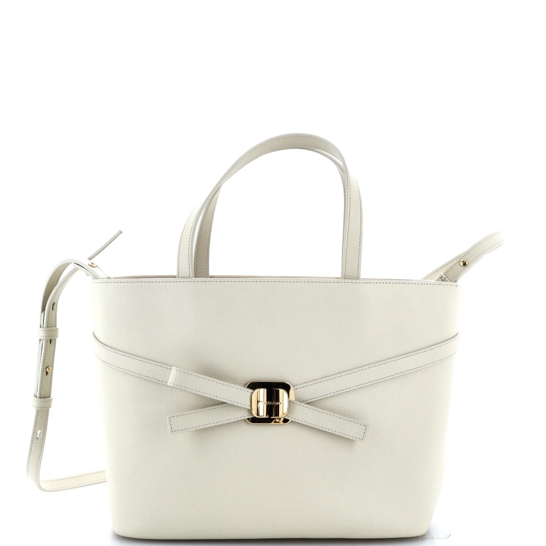 Front Cross Bow Shopper Tote Leather Small