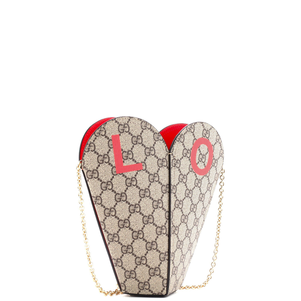 Valentine's Day Chain Heart Bag Printed GG Coated Canvas Small
