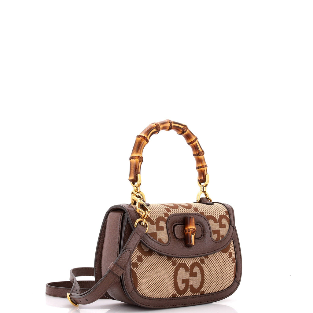 Bamboo 1947 Top Handle Bag Jumbo GG Canvas Small