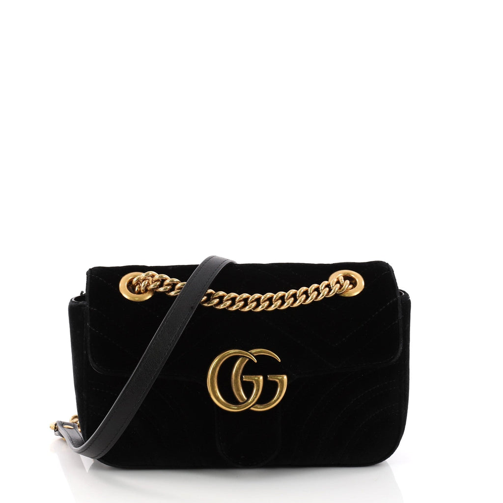 GG Marmont Flap Bag Matelasse Velvet Mini