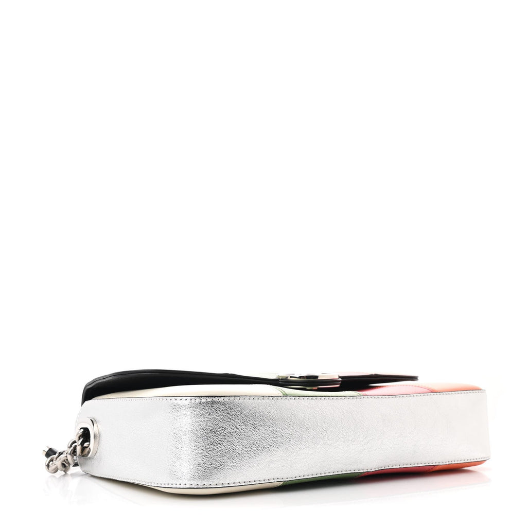 Senna Calfskin Petite GG Top Handle Shoulder Bag Mystic White Silver Multicolor