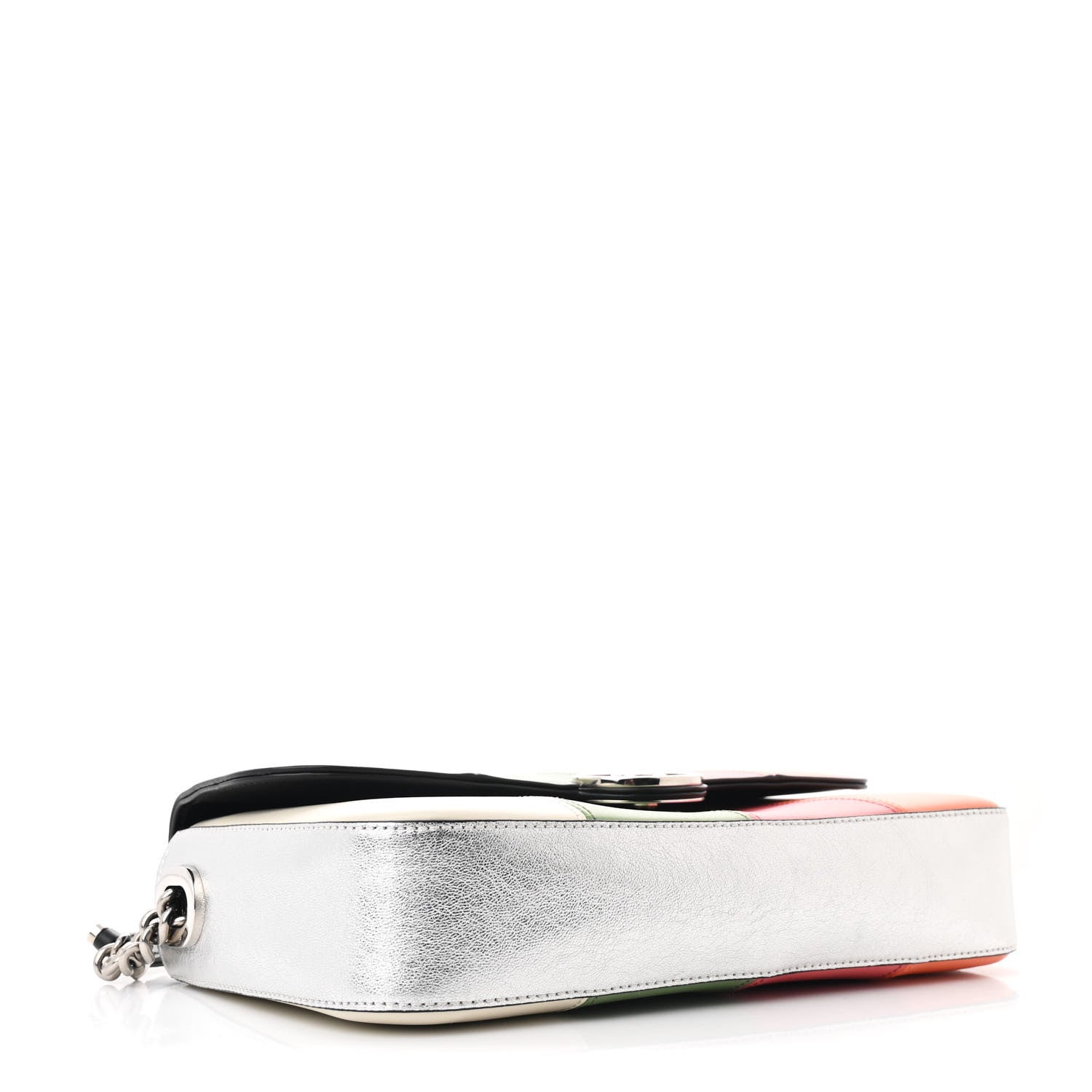 Senna Calfskin Petite GG Top Handle Shoulder Bag Mystic White Silver Multicolor