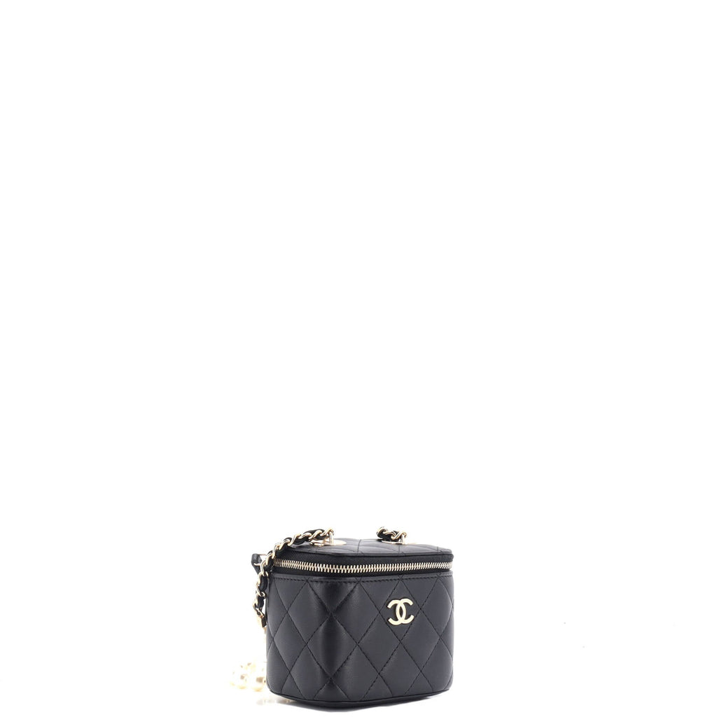 Vanity Case with Pearl Chain Quilted Lambskin Mini