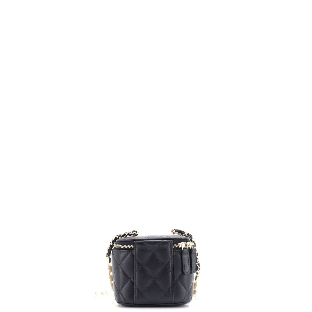 Vanity Case with Pearl Chain Quilted Lambskin Mini