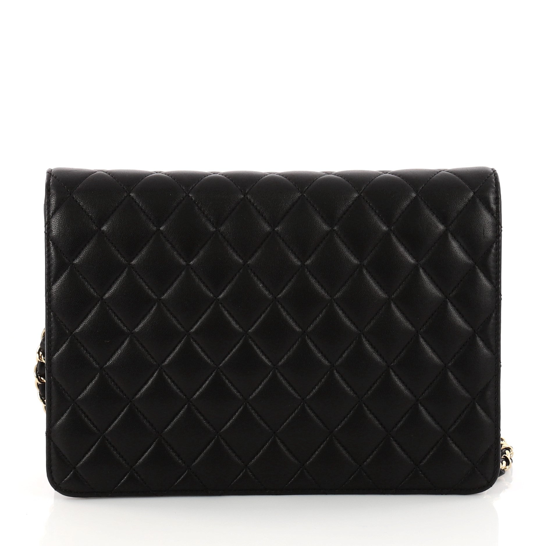 Vintage Clutch with Chain Quilted Leather Medium
