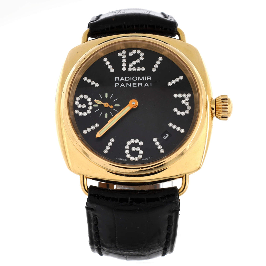 Radiomir Automatic Watch Yellow Gold and Alligator with Diamond Markers 40