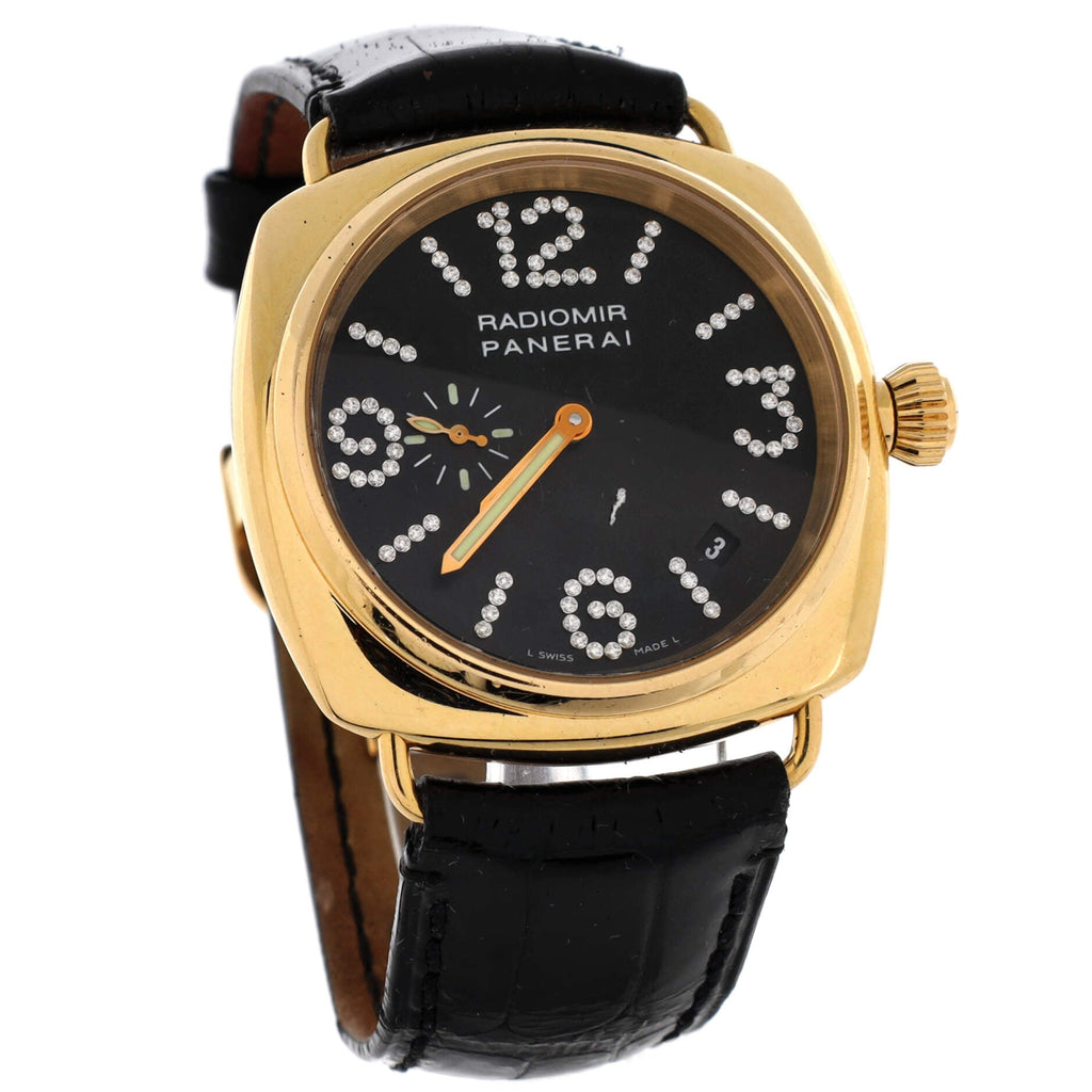 Radiomir Automatic Watch Yellow Gold and Alligator with Diamond Markers 40