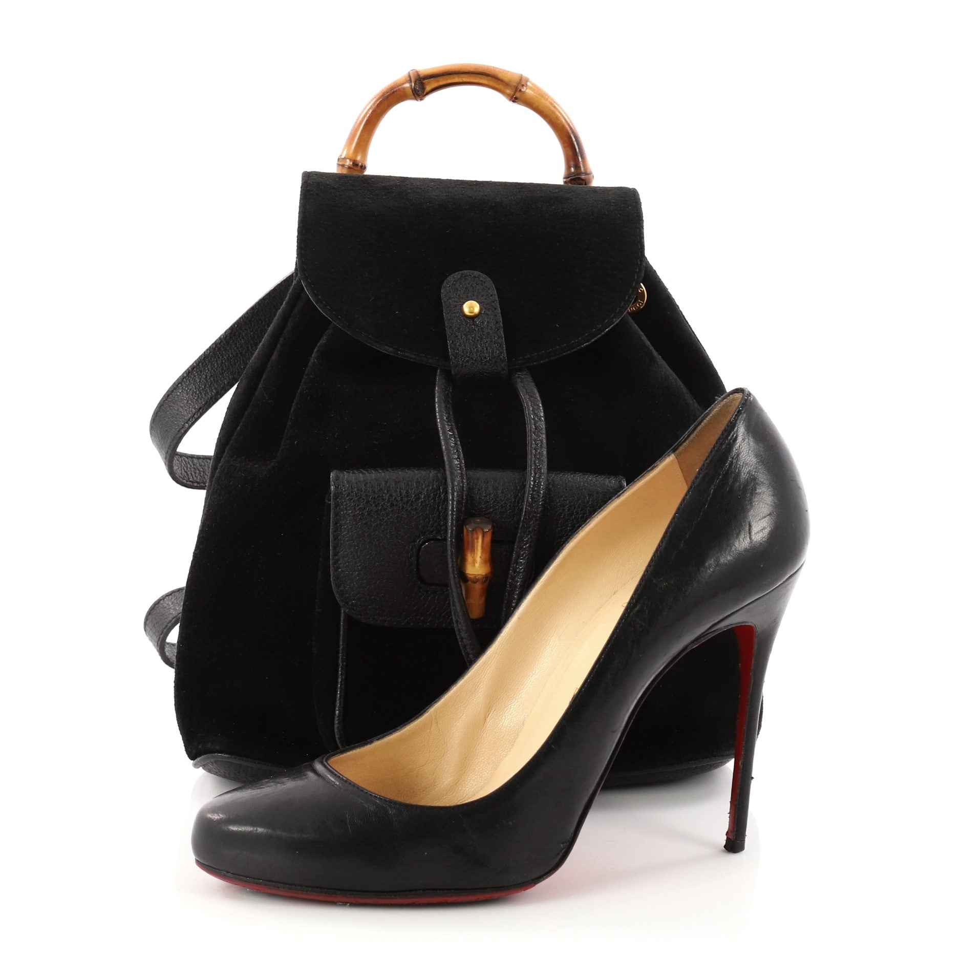 Vintage Bamboo Backpack Suede Mini