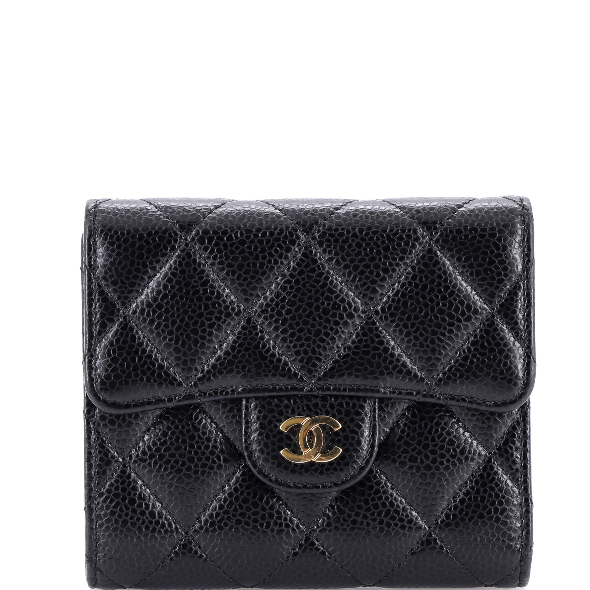 CC Compact Classic Flap Wallet Quilted Caviar