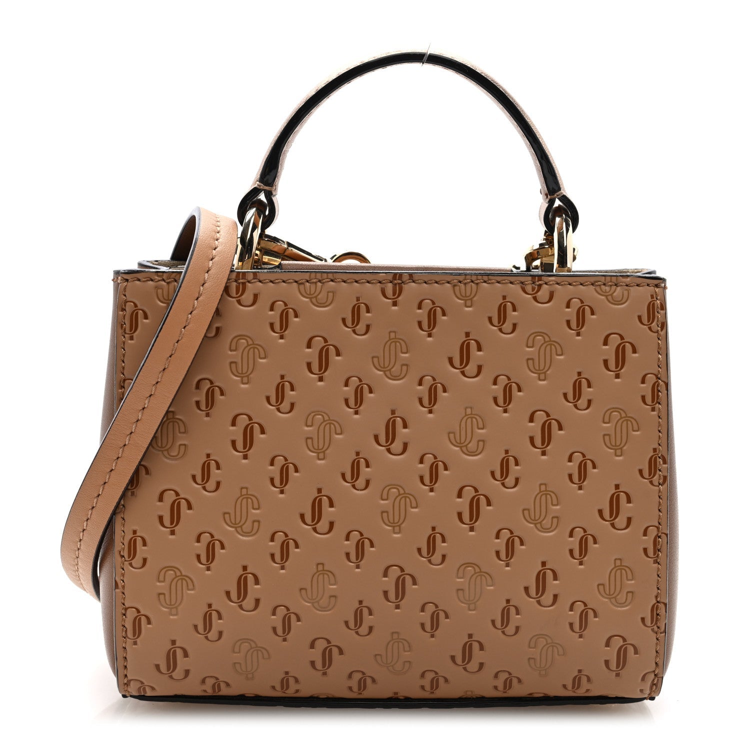 Calfskin Logo Embossed Mini Varenne Top Handle Caramel