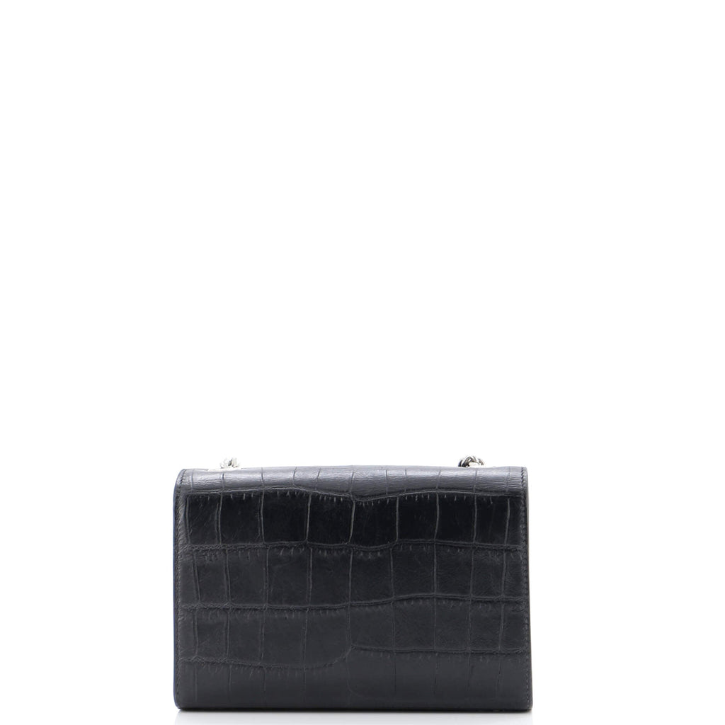 Classic Monogram Tassel Crossbody Bag Crocodile Embossed Leather Small