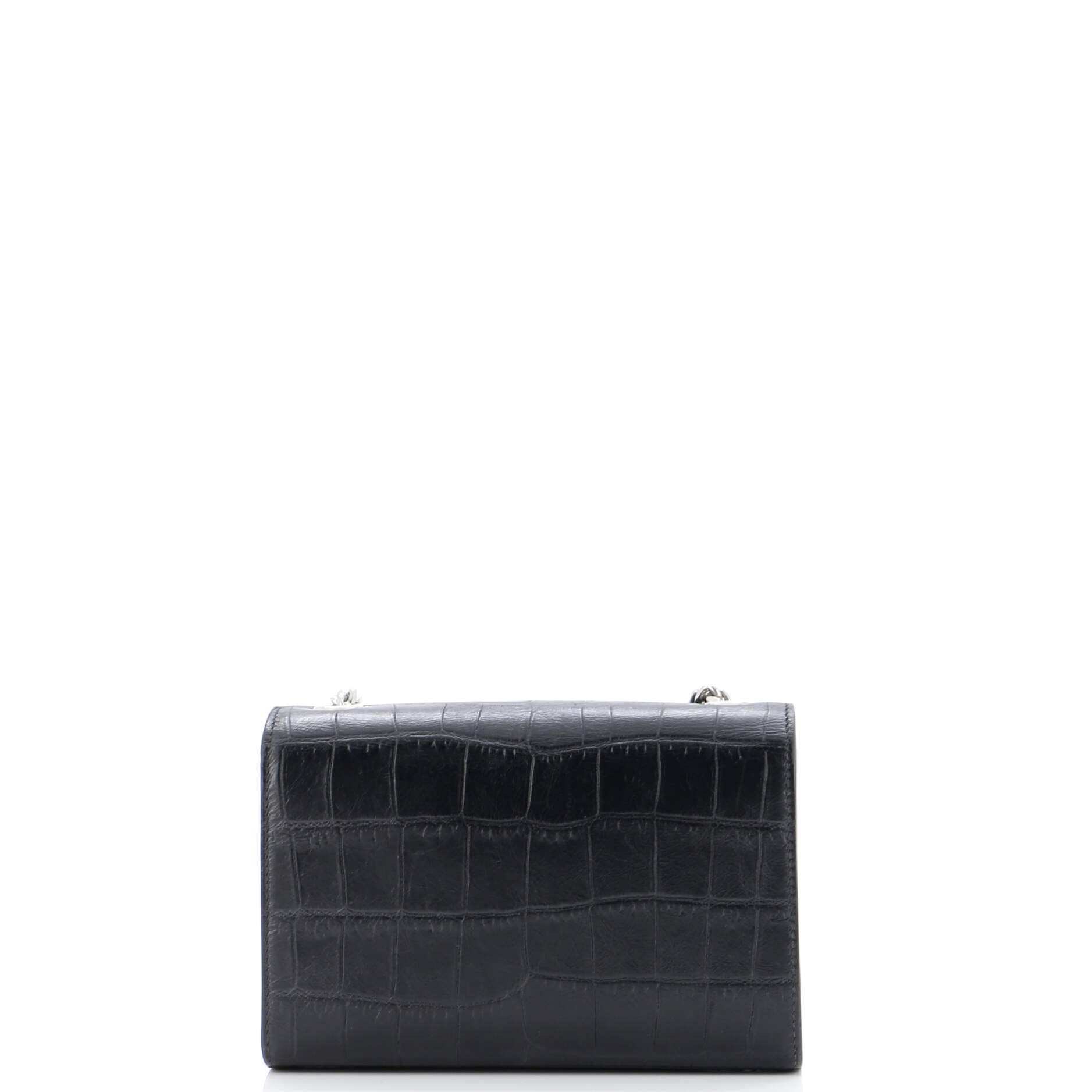Classic Monogram Tassel Crossbody Bag Crocodile Embossed Leather Small