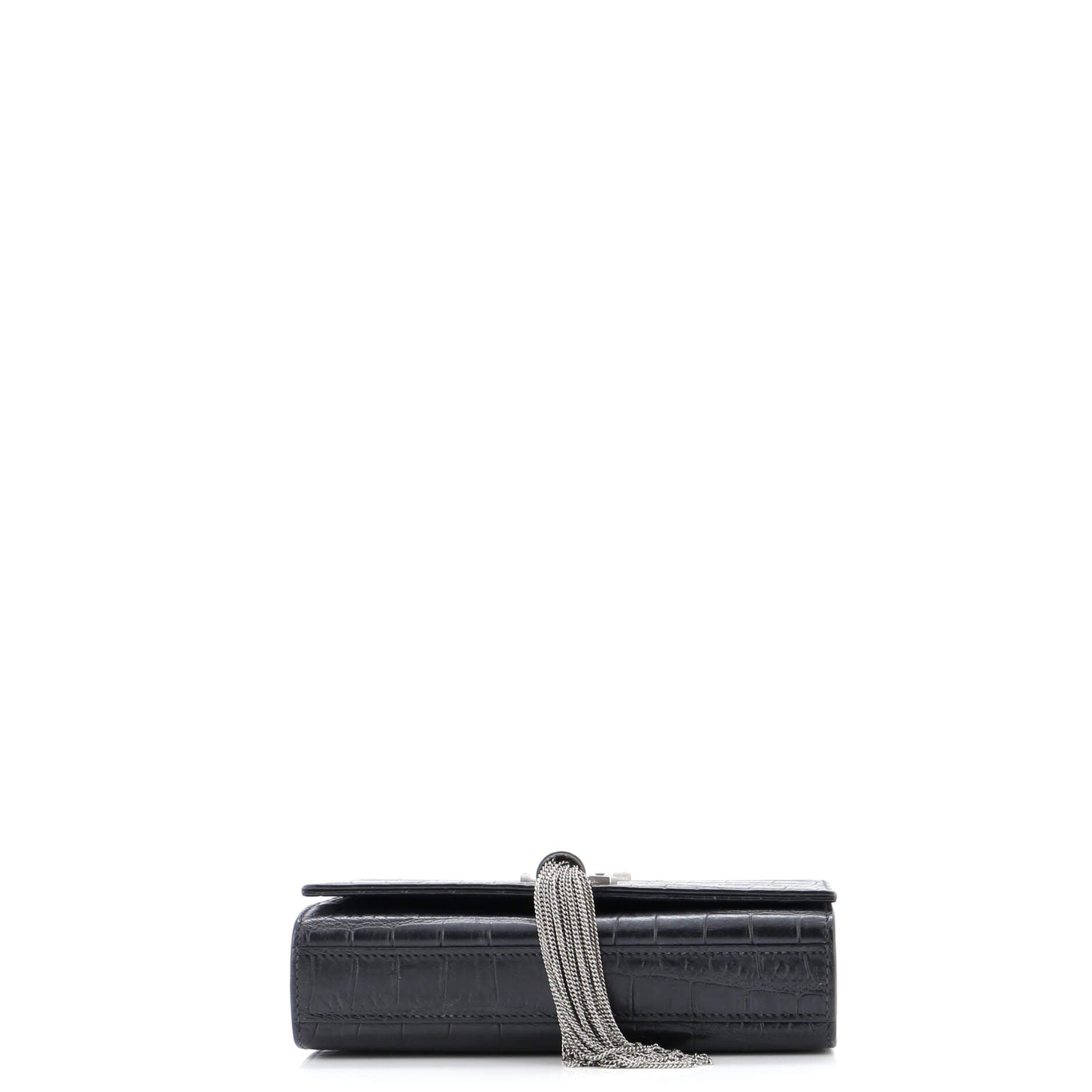Classic Monogram Tassel Crossbody Bag Crocodile Embossed Leather Small