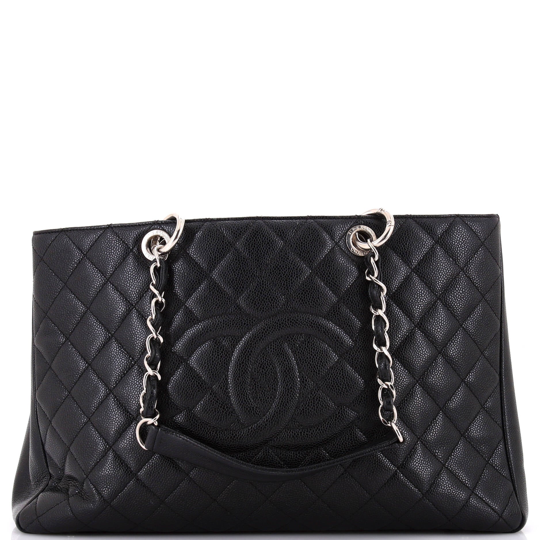 Grand Shopping Tote Quilted Caviar XL