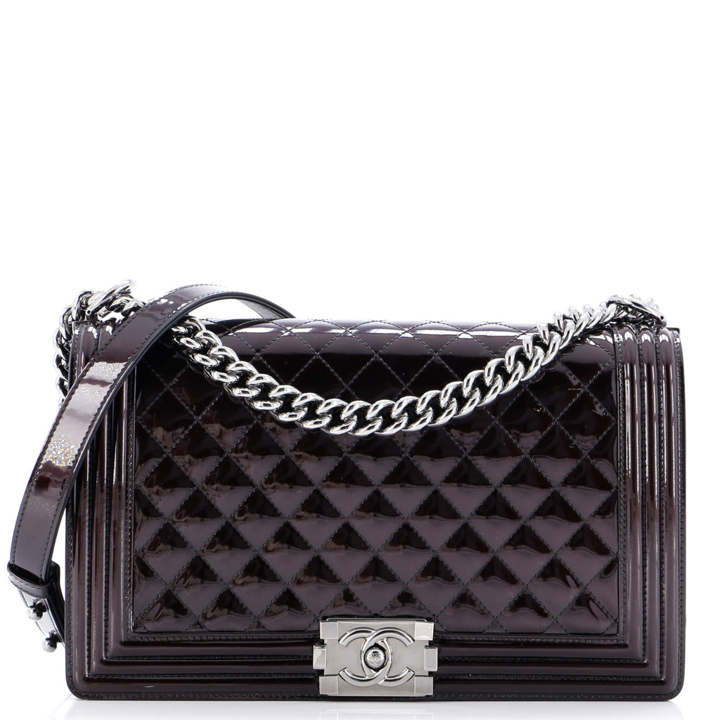 Boy Flap Bag Quilted Patent New Medium