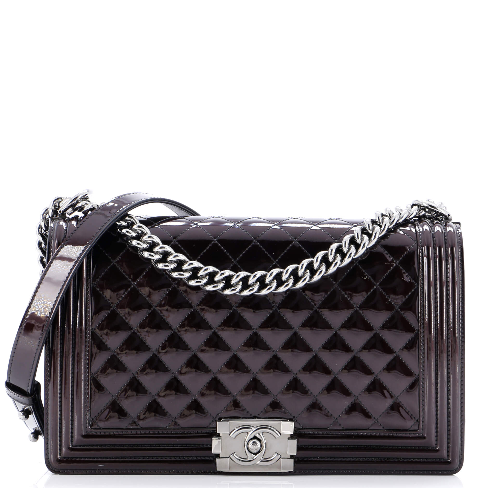 Boy Flap Bag Quilted Patent New Medium