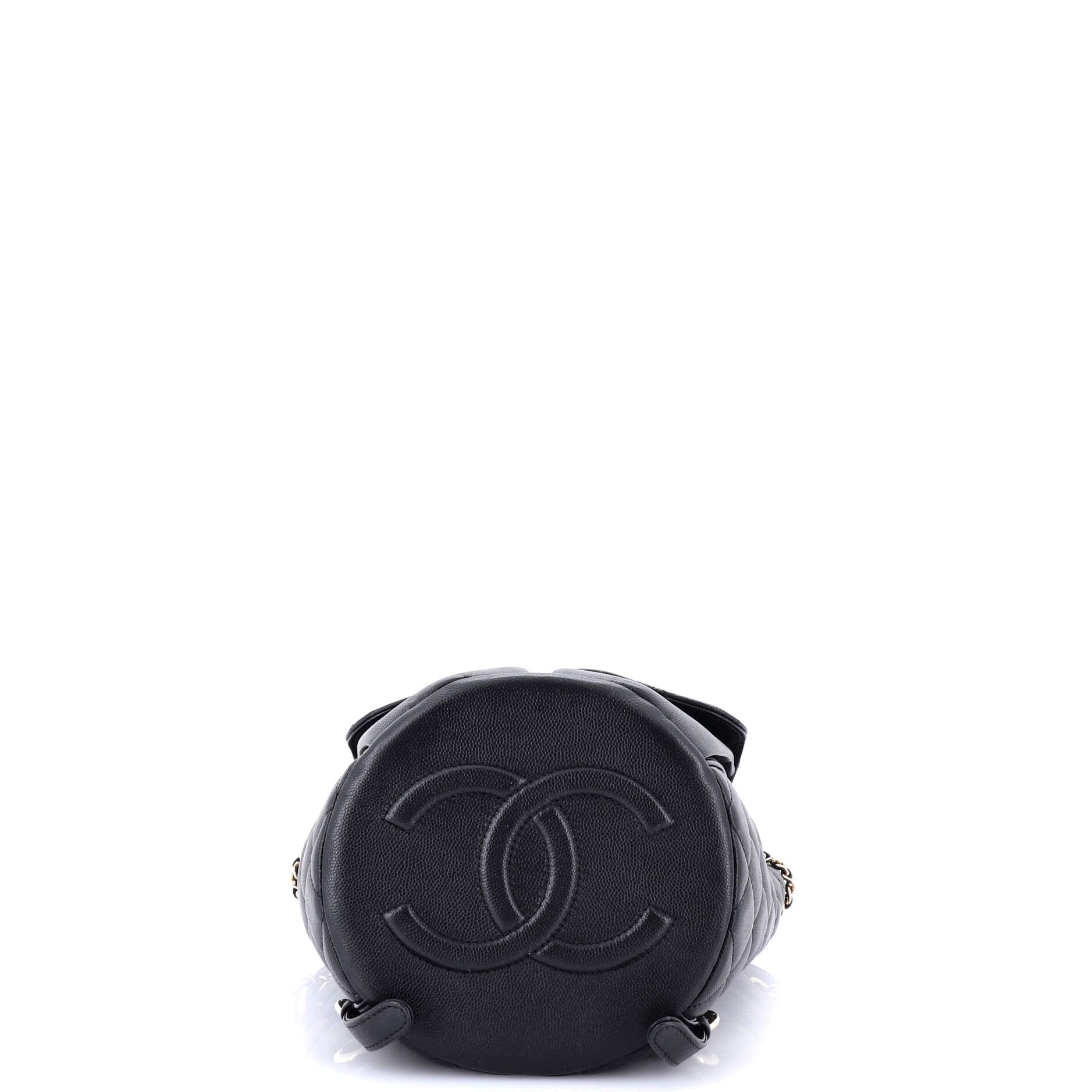 Double Pocket Flap Bucket Backpack Quilted Caviar