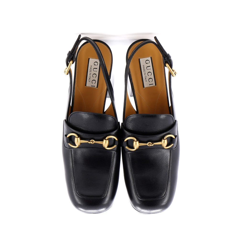 Women's Horsebit Platform Slingback Loafer Pumps Leather