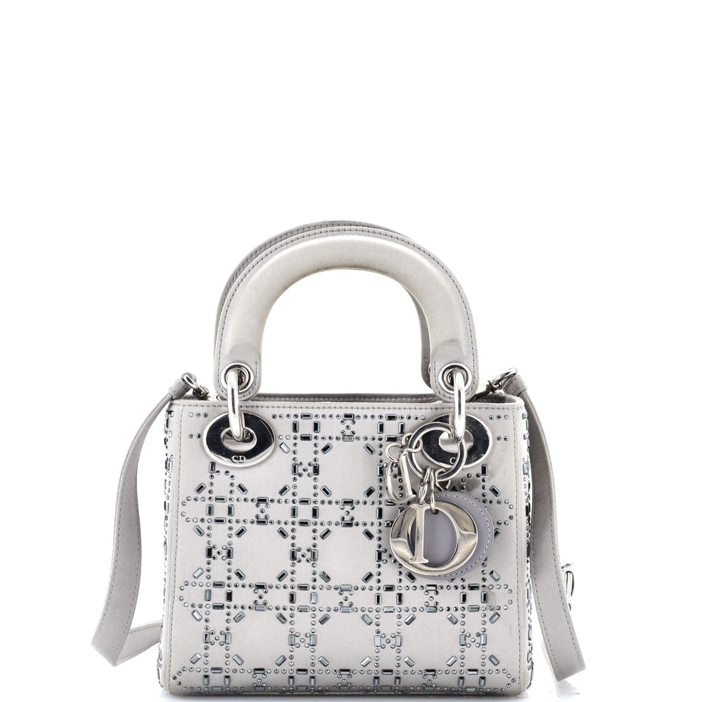 Lady Dior Bag Crystal Embellished Cannage Quilt Satin Mini