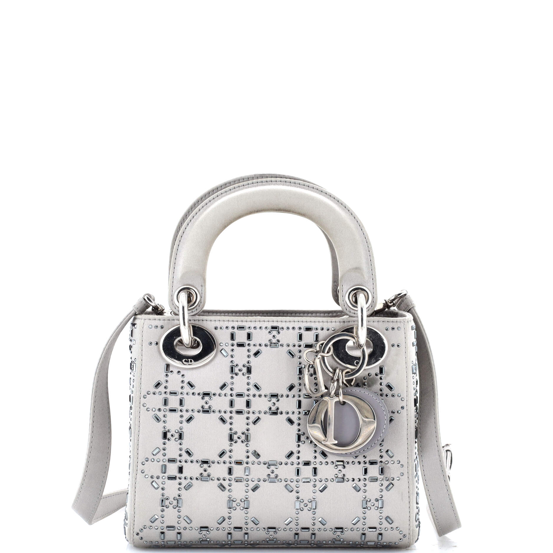 Lady Dior Bag Crystal Embellished Cannage Quilt Satin Mini