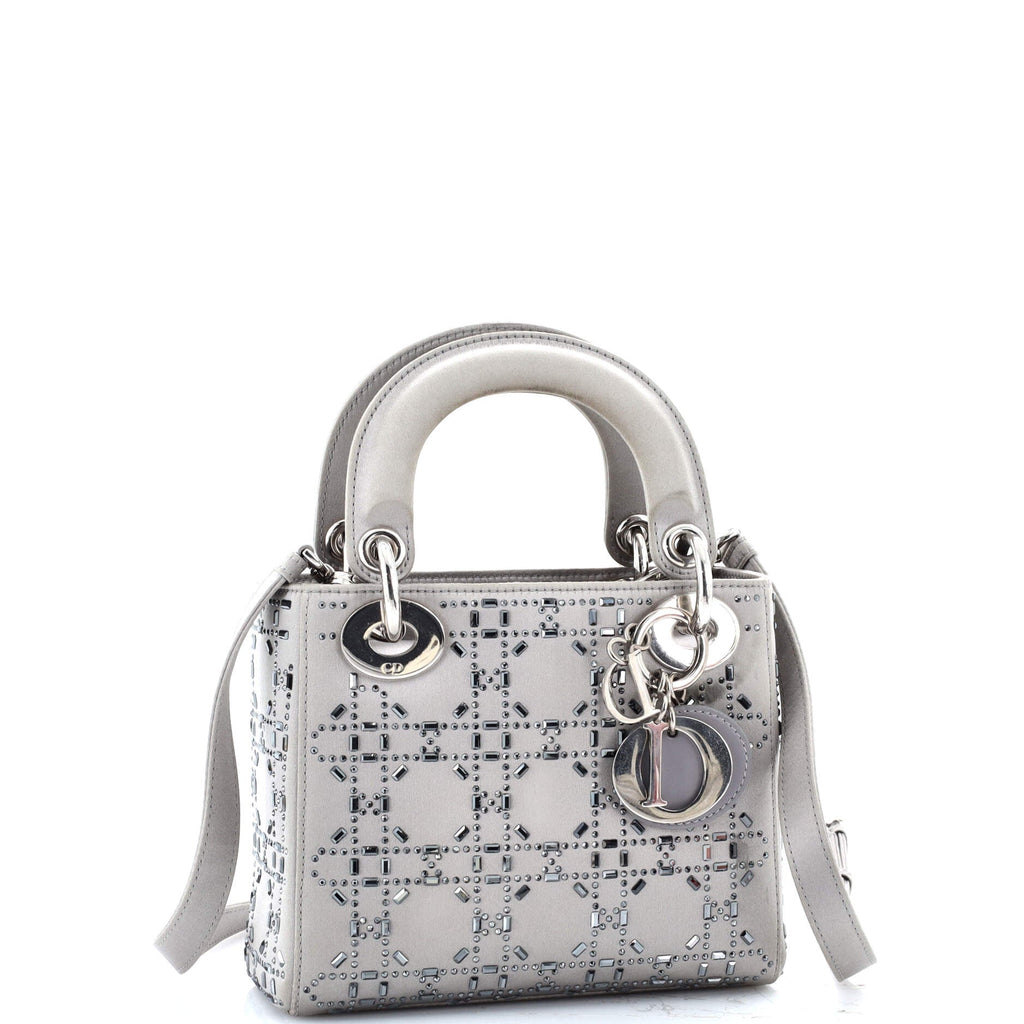 Lady Dior Bag Crystal Embellished Cannage Quilt Satin Mini