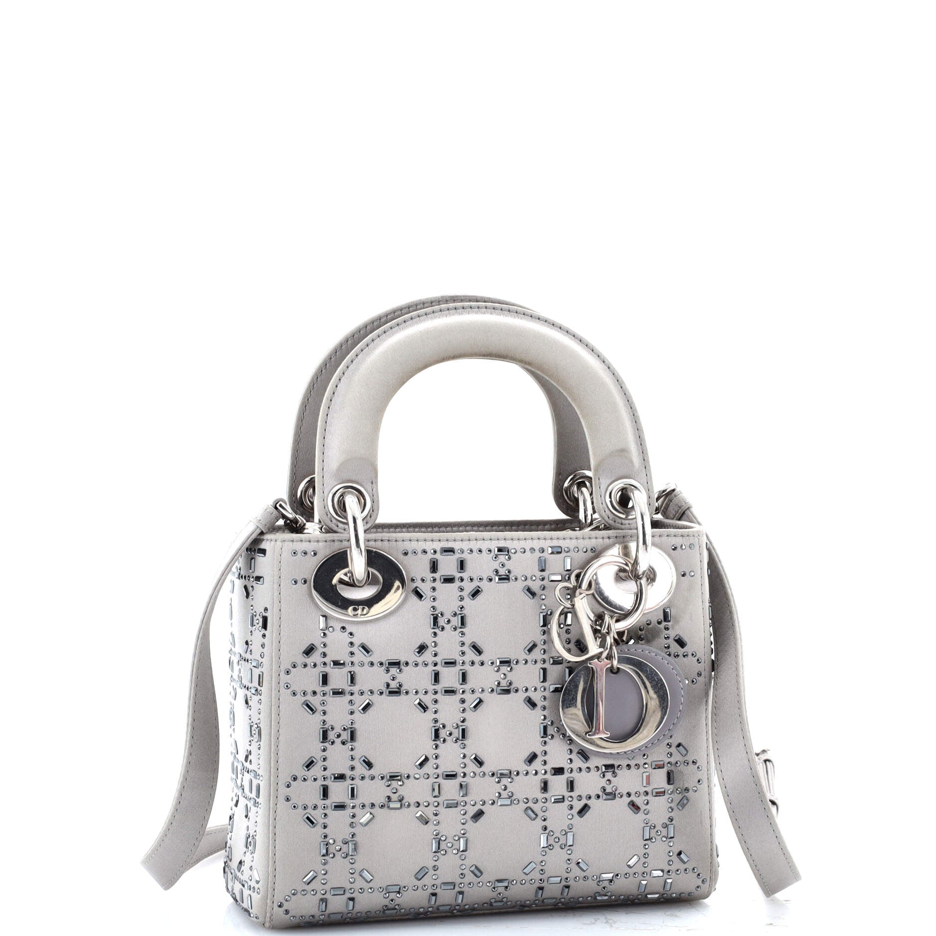 Lady Dior Bag Crystal Embellished Cannage Quilt Satin Mini