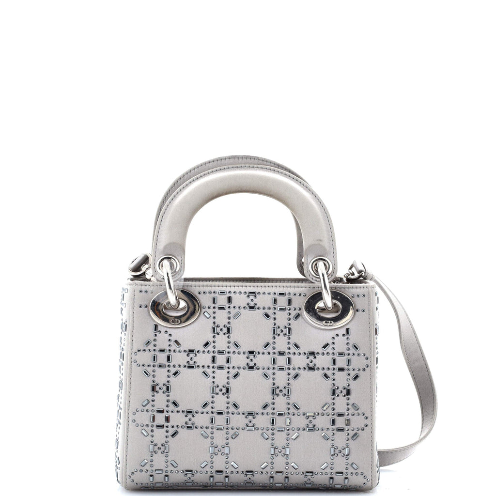 Lady Dior Bag Crystal Embellished Cannage Quilt Satin Mini
