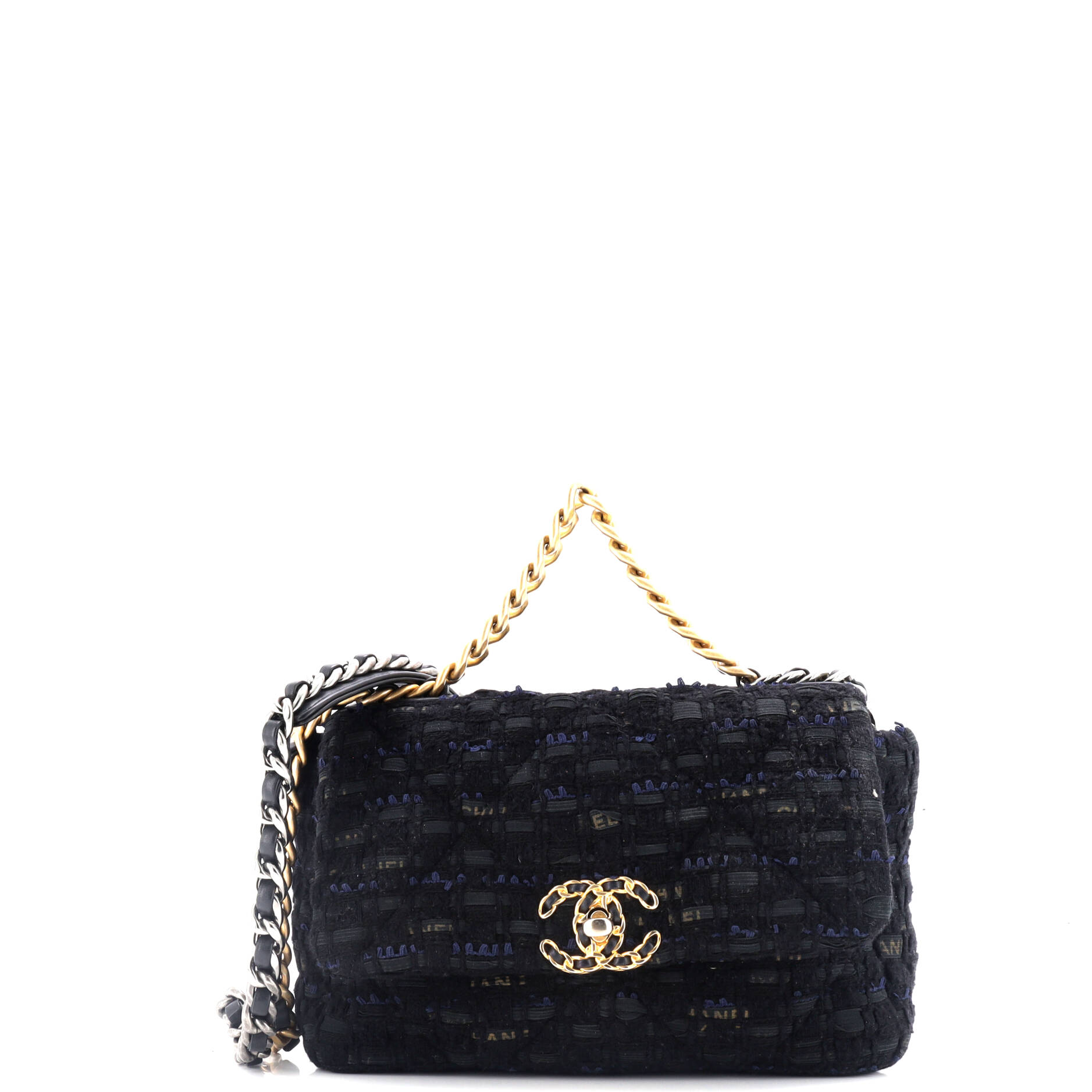 19 Flap Bag Quilted Tweed and Ribbon Medium