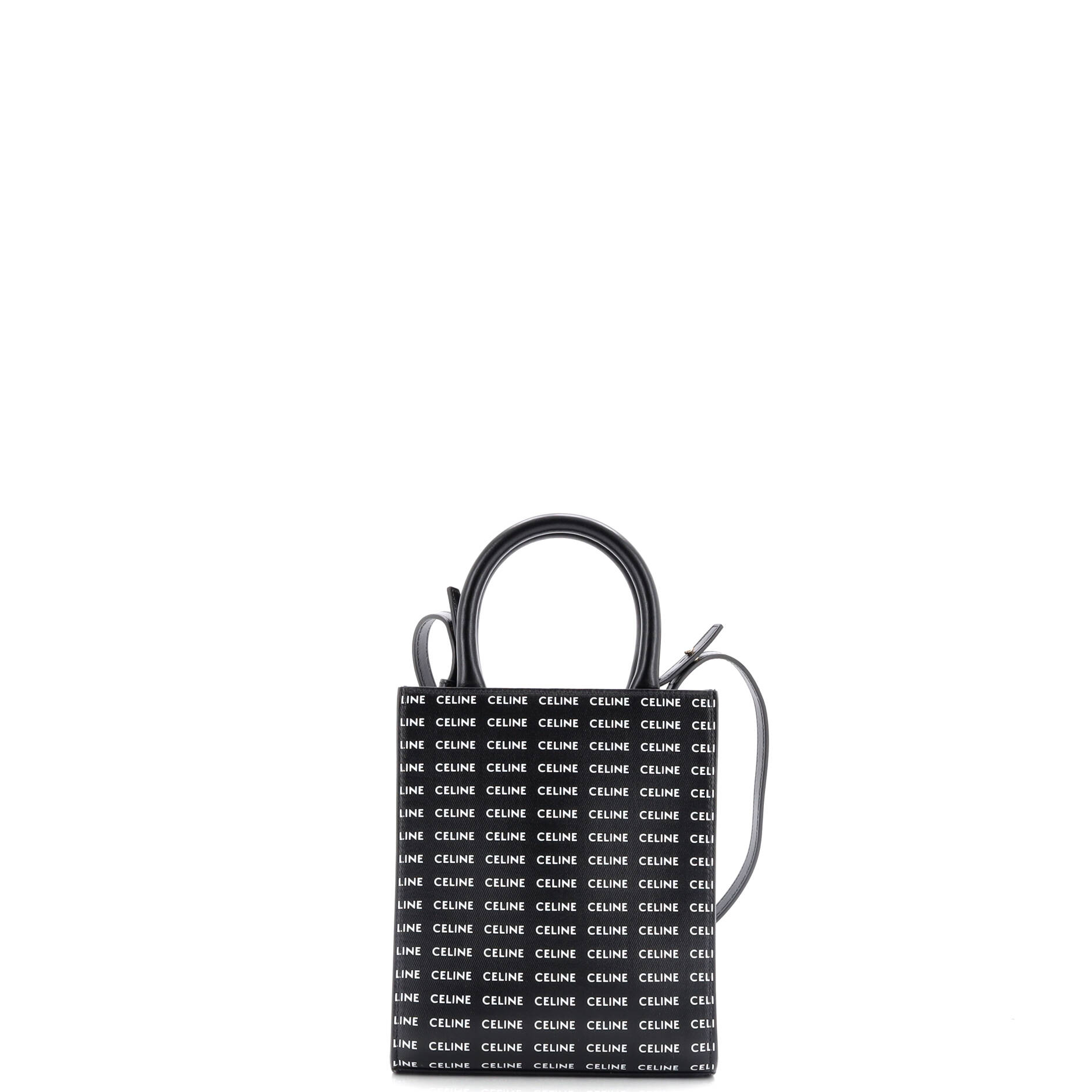 Vertical Cabas Tote All Over Logo Print Leather Mini