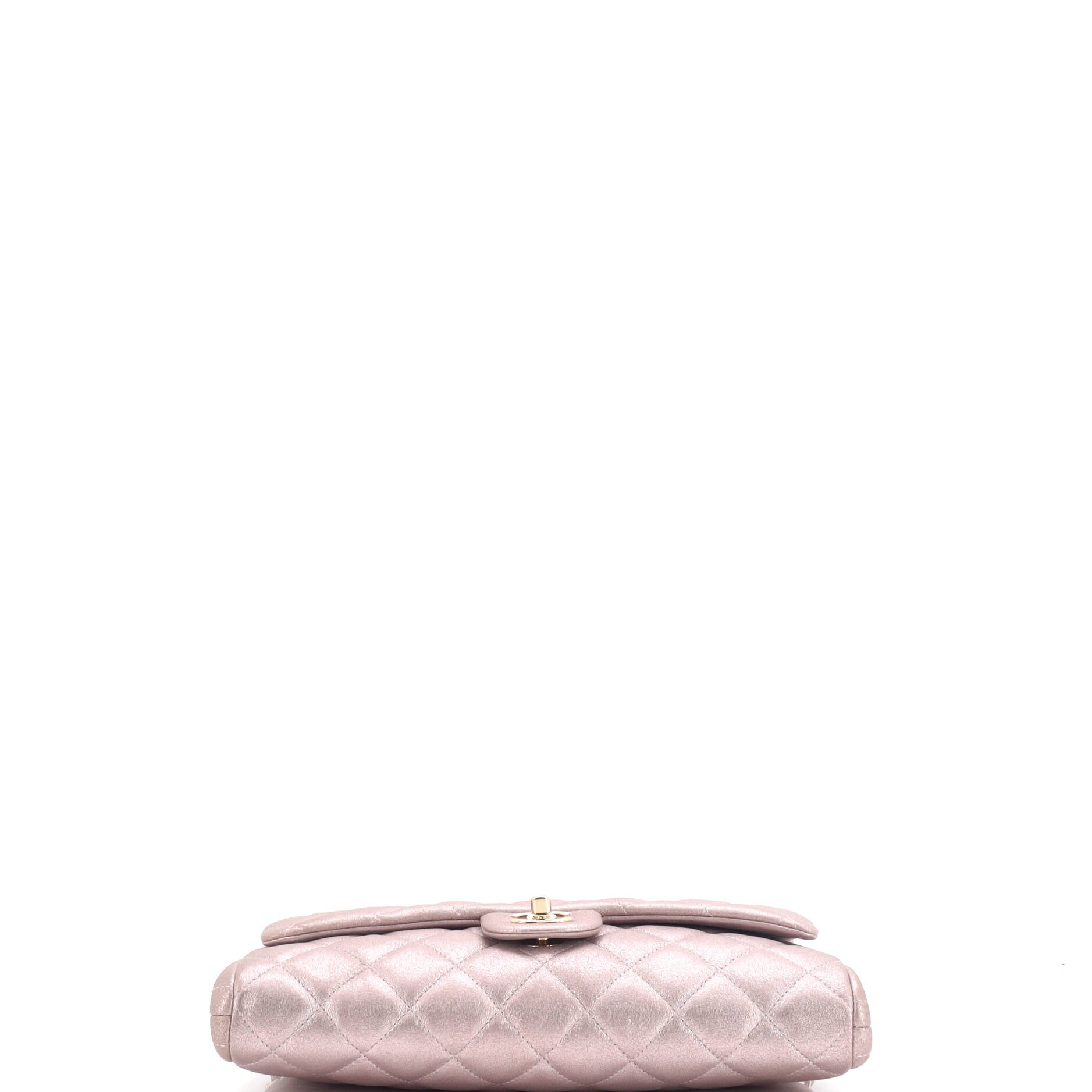 Clutch with Chain Quilted Pearlescent Calfskin