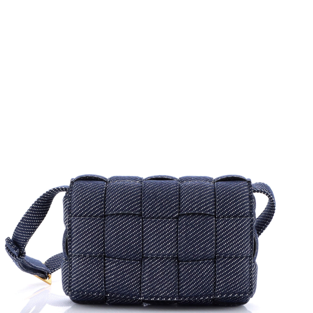 Cassette Crossbody Bag Padded Maxi Intrecciato Denim