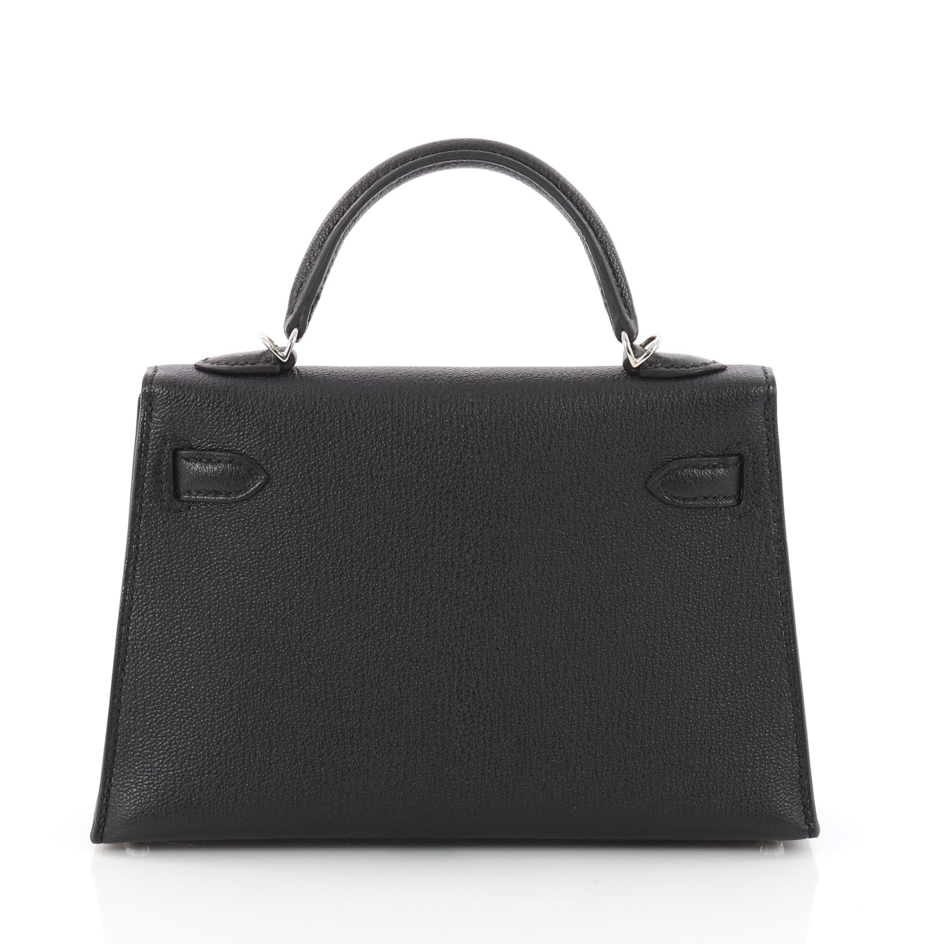 Kelly Mini II Handbag Black Chevre Chandra with Palladium Hardware 20