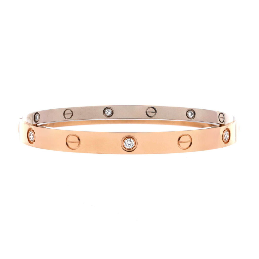 Double Love Bracelet 18K Rose Gold with 18K White Gold with Diamonds