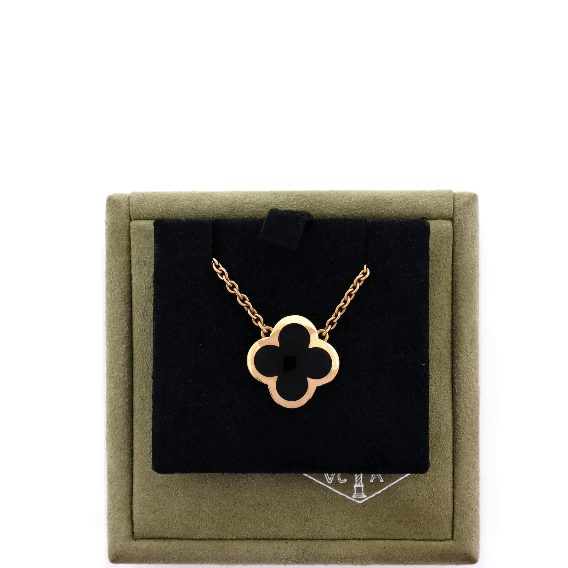 Pure Alhambra Pendant Necklace 18K Yellow Gold and Onyx