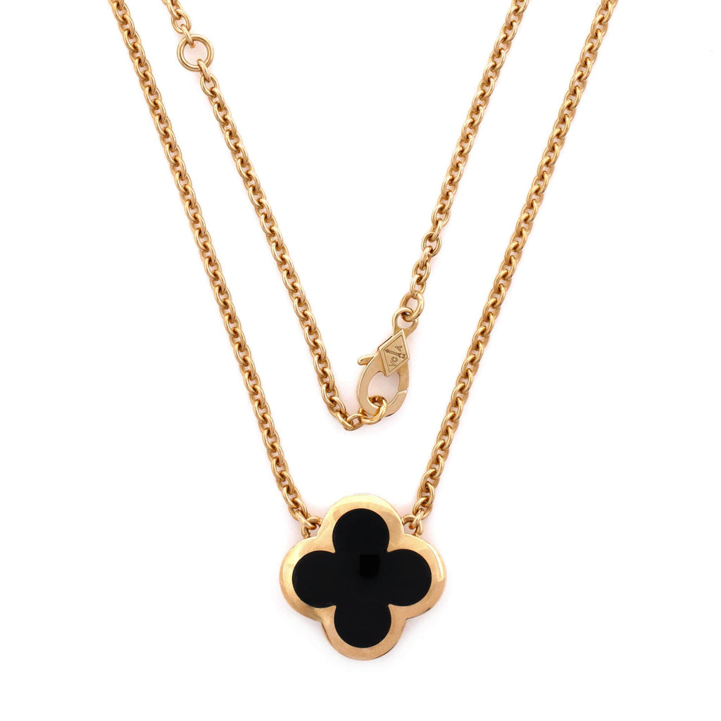 Pure Alhambra Pendant Necklace 18K Yellow Gold and Onyx