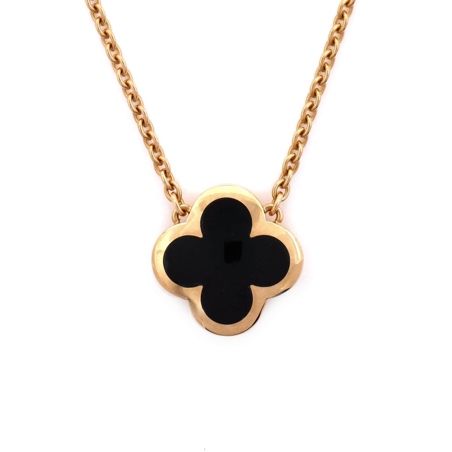 Pure Alhambra Pendant Necklace 18K Yellow Gold and Onyx