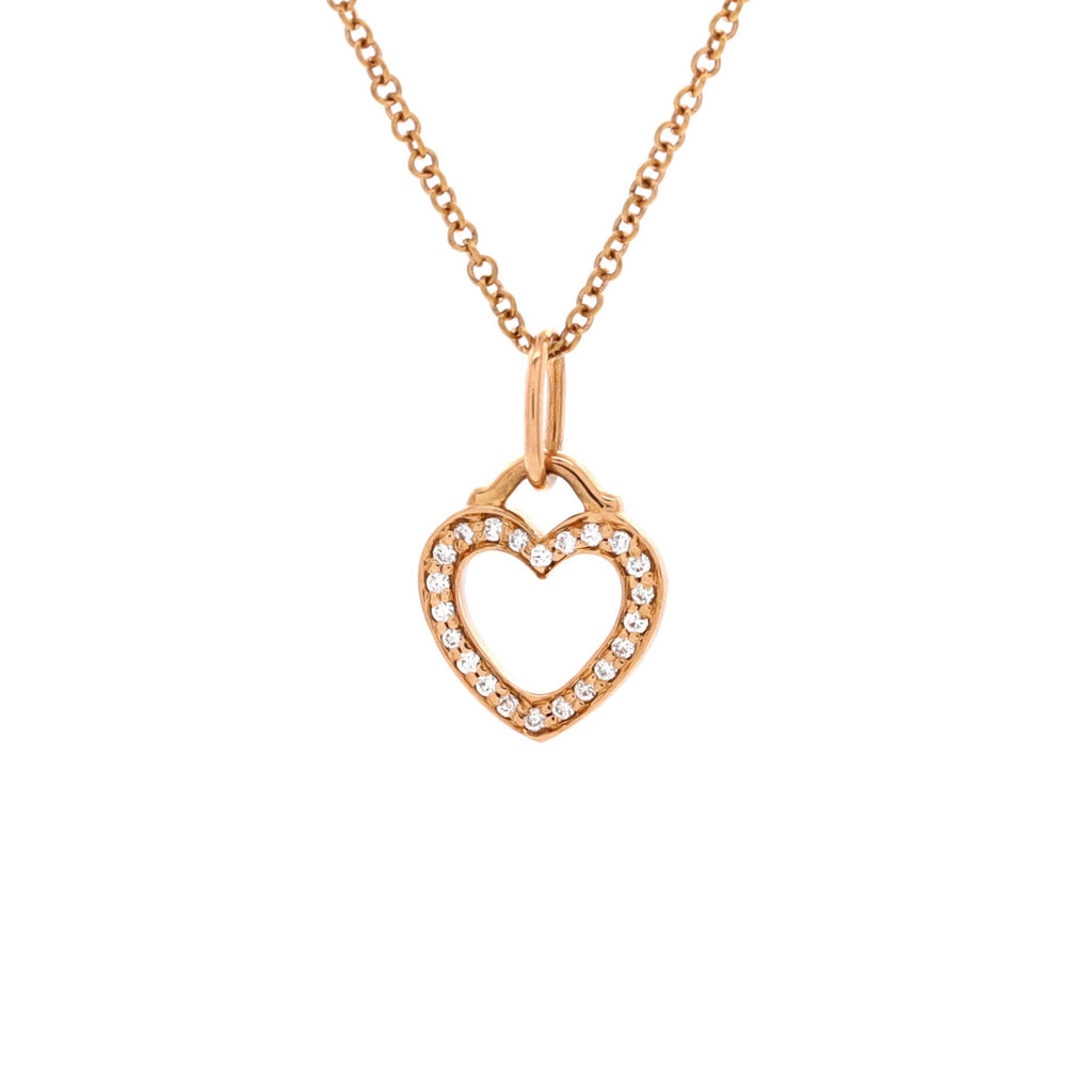 Heart Pendant Necklace 18K Rose Gold and Diamonds